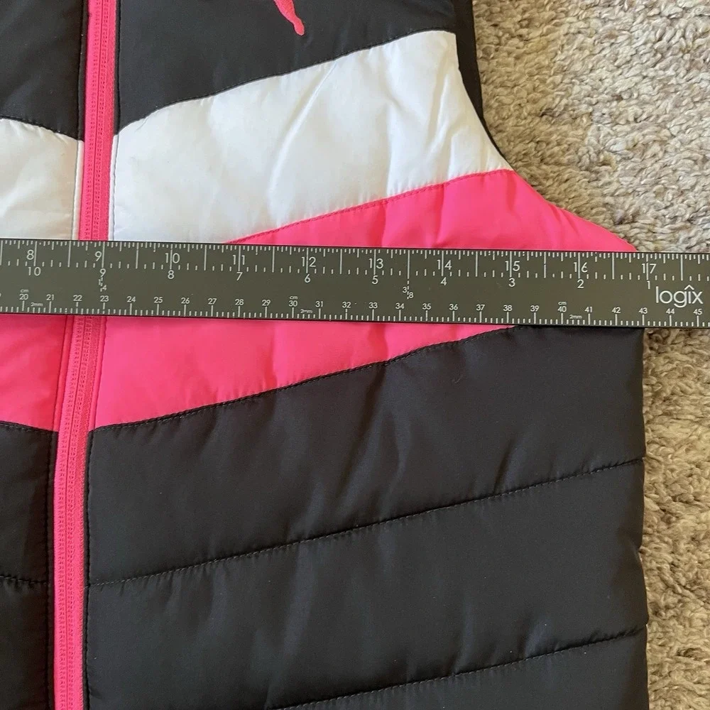 Puma Puffer Vest Girls Size Medium 10/12 Black/Pink/White - Picture 5 of 8